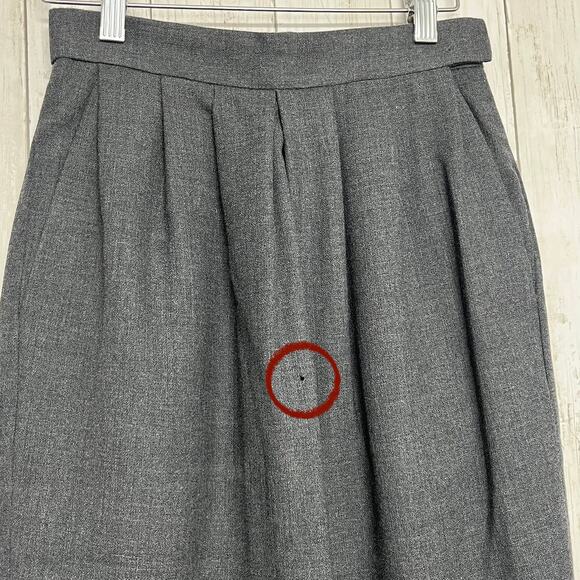 Vintage 90s Ports International Gray Lined Pure Wool Straight Pencil Skirt 4 - Picture 3 of 13